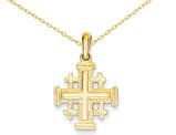  14K Yellow Gold Jerusalem Cross Pendant Necklace with Chain